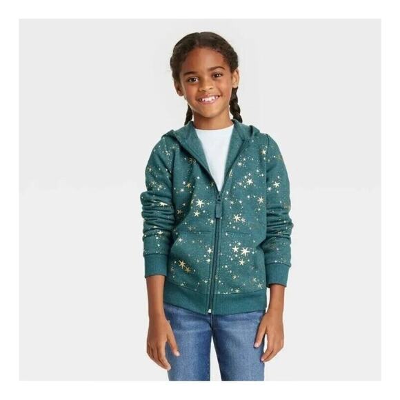 Girls' Printed Zip-Up Fleece Hoodie by Cat & Jack XXL (18) Plus - Picture 8 of 8